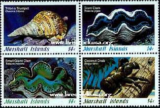 Marshall Is. Stamps - Triton Trumpet, Clams, Coconut Crab